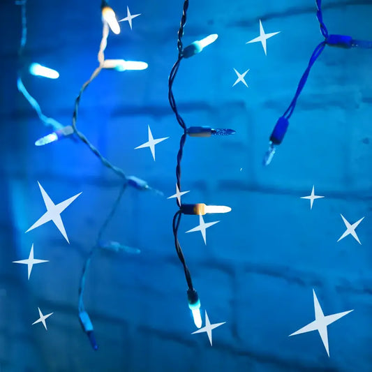 70 M5 Arctic Blue Cool White Teal DreamSpark Slow Fade LED Icicle Lights - Christmas Lights