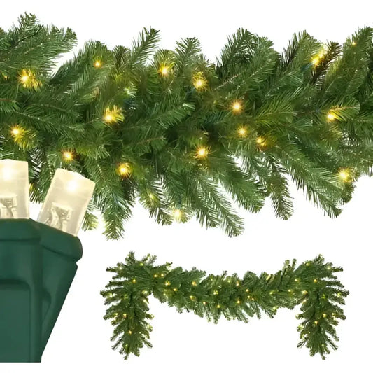 9’ X 14’’ Olympia Pine Garland Pre-Lit LED Warm White - Christmas Decorations