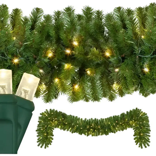 9’ X 14’’ Sequoia Fir Garland Pre-Lit LED Warm White - Christmas Decorations
