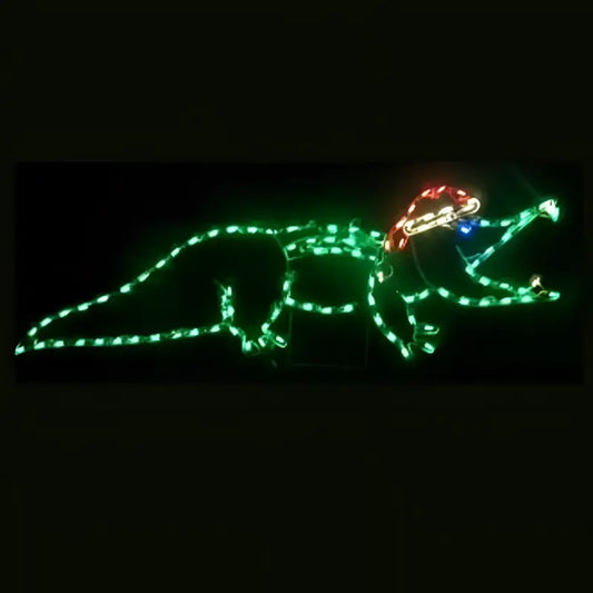 Alligator Gator with Santa Hat Large - Wireframes Displays and Yard Art