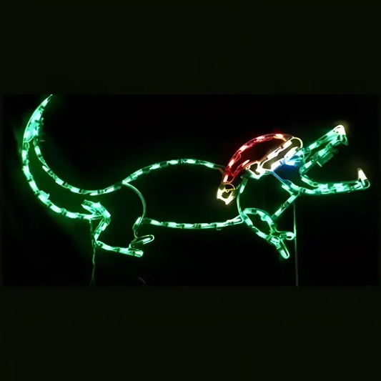 Alligator Gator with Santa Hat Small - Wireframes Displays and Yard Art
