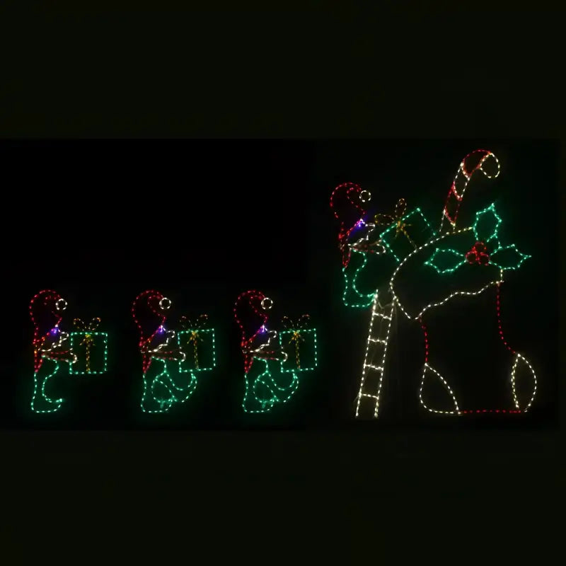 Animated Elves Loading Stocking Wireframes Displays and Yard Art