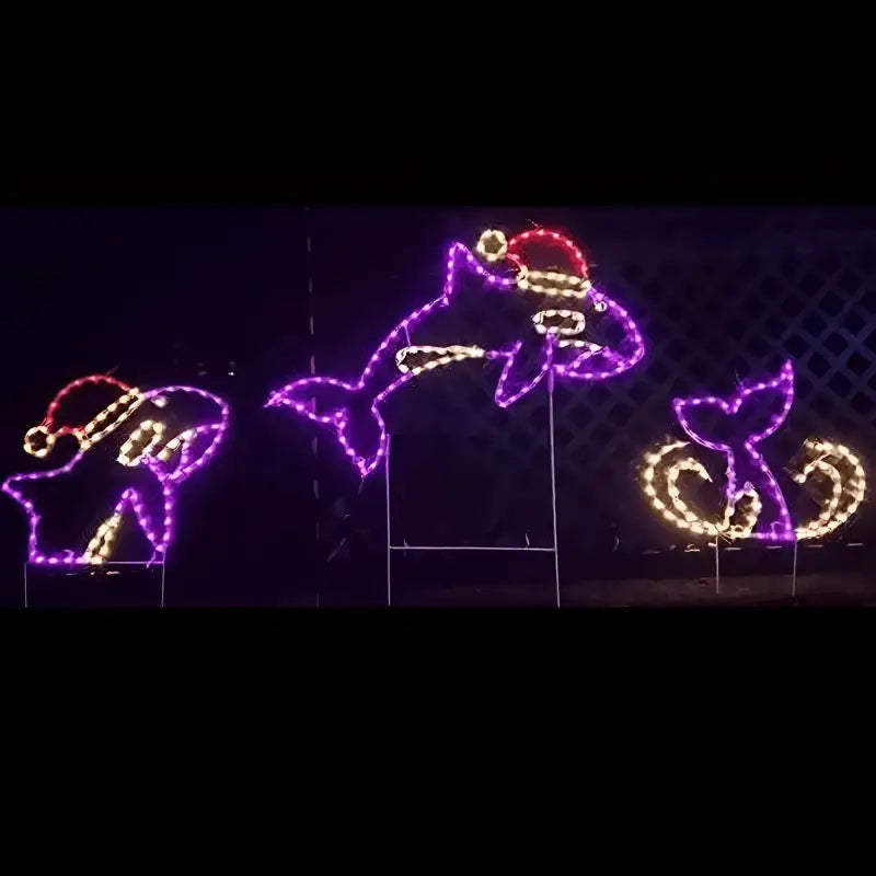 Animated Orca /Killer Whale Jumping Ships in 4 pieces - Wireframes Displays and Yard Art