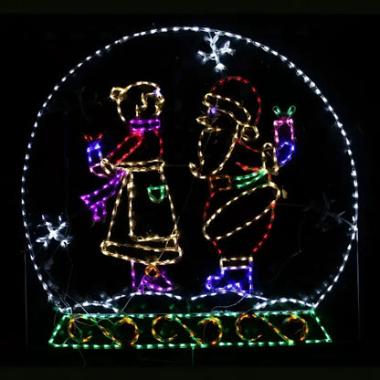 Animated Winter Snow Globe with Santa and Mrs. Claus - Wireframes Displays and Yard Art