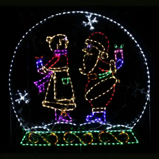 Animated Winter Snow Globe with Santa and Mrs. Claus - Wireframes Displays and Yard Art