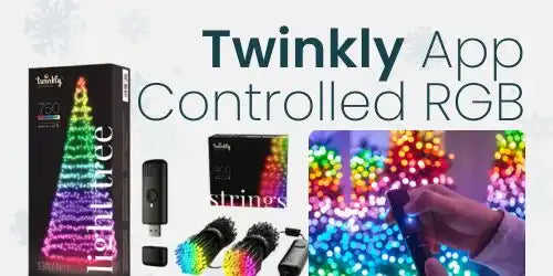 App-controlled RGB Christmas lights.