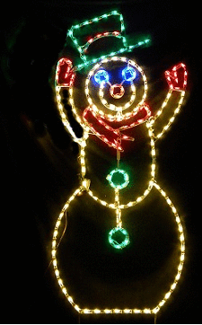 Basic Snowman Animated Large - Wireframes Displays and Yard Art