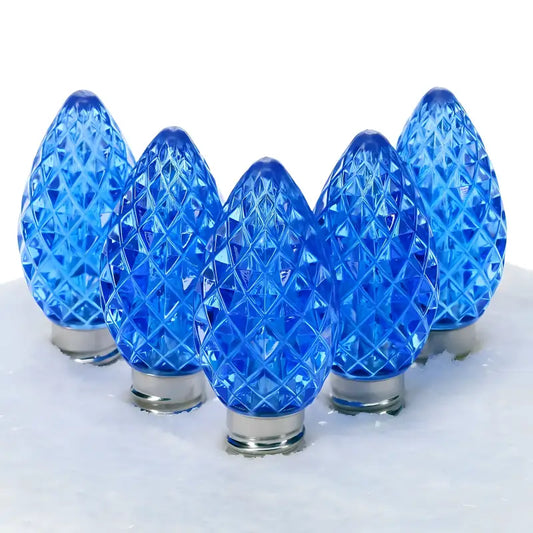 C7 Blue Faceted ProCore LED Christmas Light Bulbs - Christmas Lights