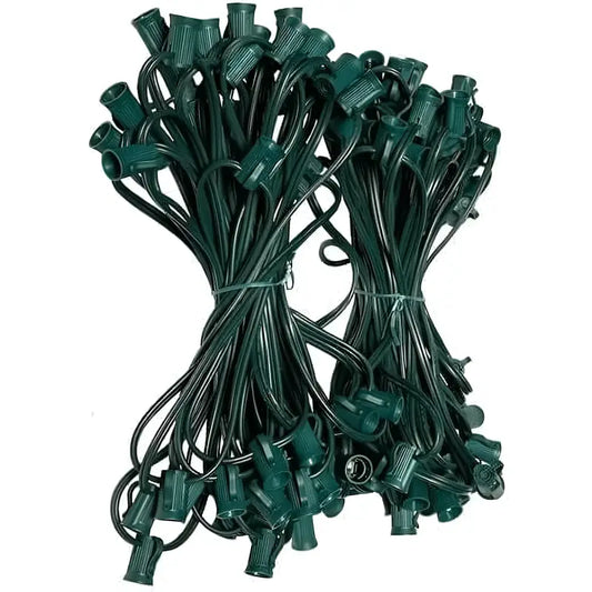 C7 Christmas Light Stringer 100’ 12’’ Spacing Green Wire - Christmas Light Installation Accessories