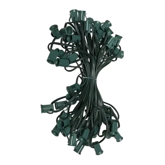 C7 Christmas Light Stringer 50’ 12’’ Spacing Green Wire - Christmas Light Installation Accessories