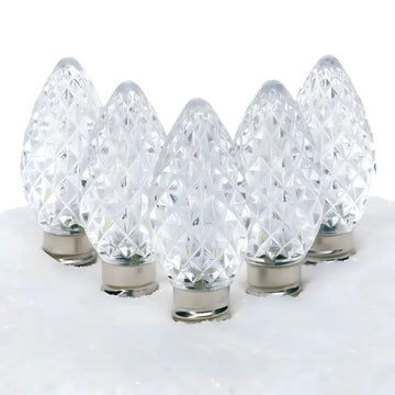 C7 Cool White Faceted ProCore LED Christmas Light Bulbs - Christmas Lights