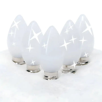 C7 Cool White Twinkle Smooth ProCore LED Christmas Light Bulbs - Christmas Lights