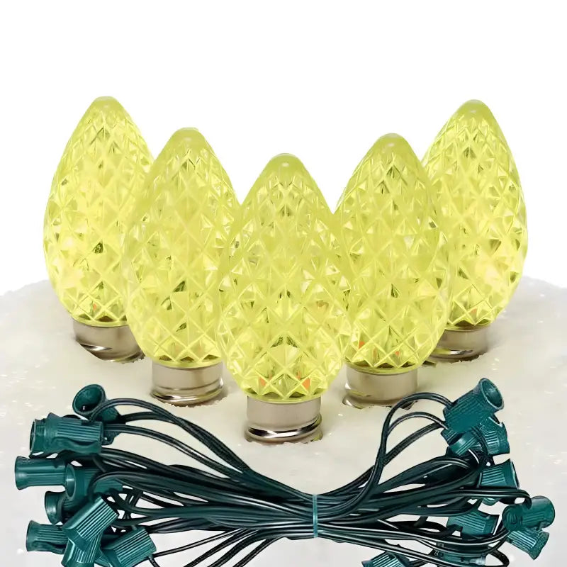 C7 Gold Faceted ProCore LED Christmas Light Bulb String Light Set 25 Lights 25’ - Christmas Lights