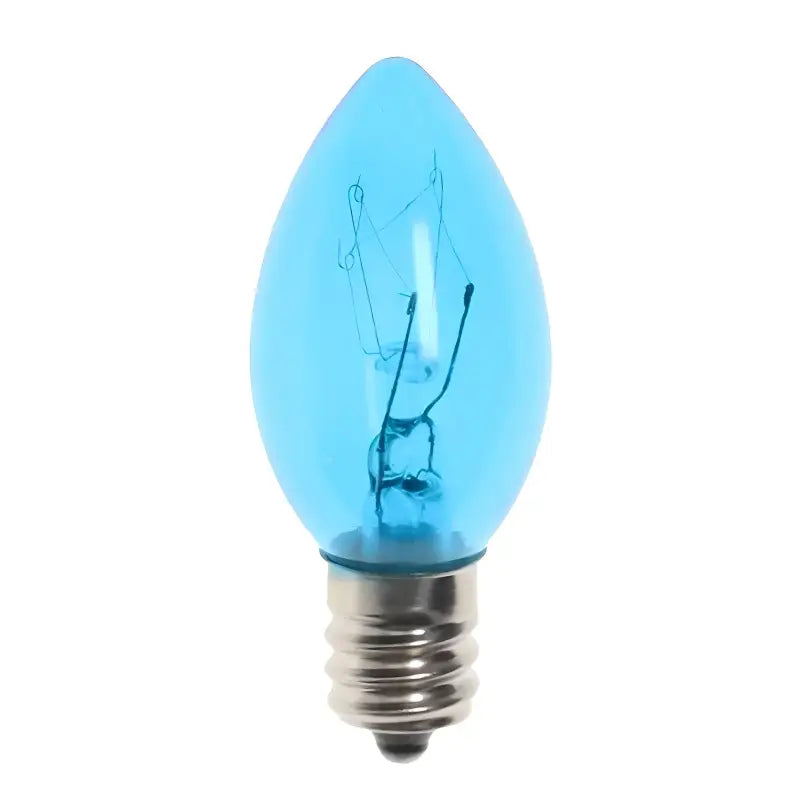 C7 Incandescent Christmas Light Bulbs Blue Transparent Pack of 25 [CLOSEOUT] - Christmas Lights
