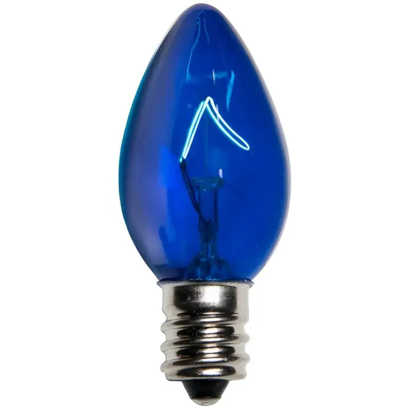 C7 Incandescent Christmas Light Bulbs Blue Transparent Pack of 25 - Christmas Lights