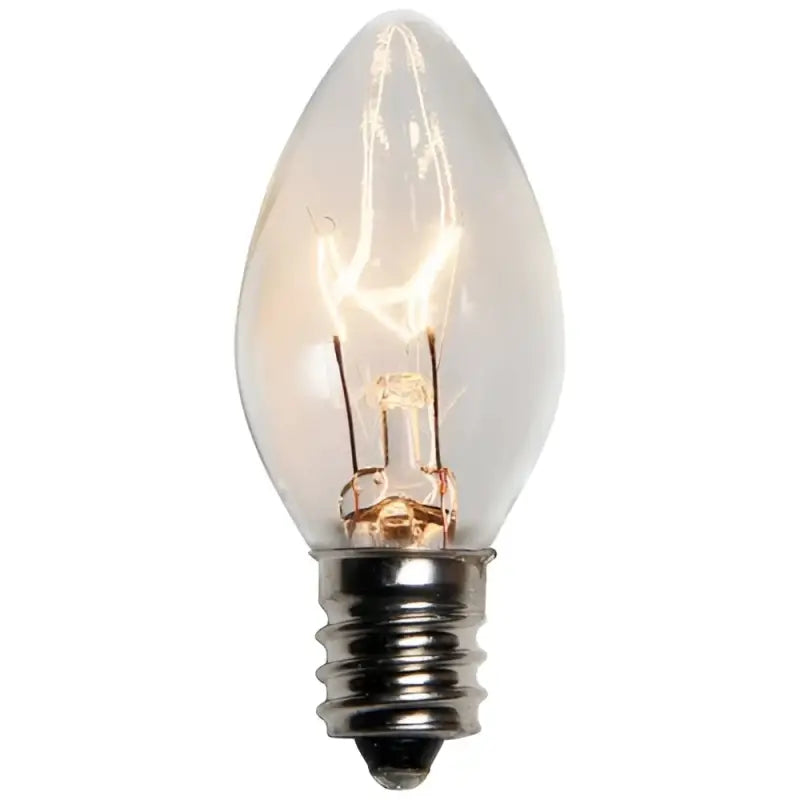 C7 Incandescent Christmas Light Bulbs Clear Transparent Pack of 25 - Christmas Lights