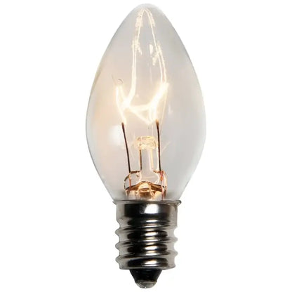 C7 Incandescent Christmas Light Bulbs Clear Transparent Pack of 25 - Christmas Lights