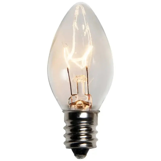 C7 Incandescent Christmas Light Bulbs Clear Transparent Pack of 25 - Christmas Lights