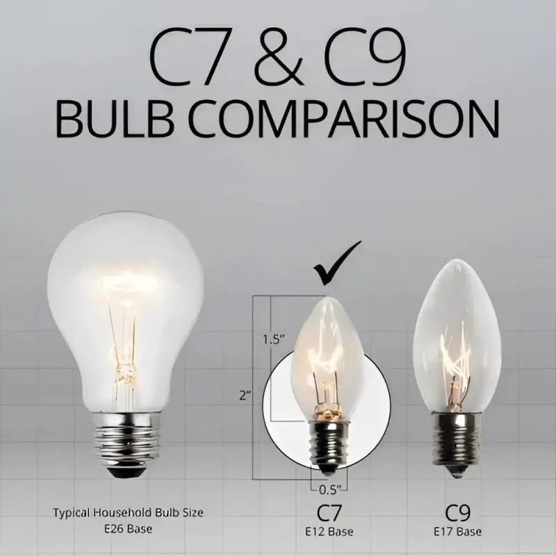 C7 Incandescent Christmas Light Bulbs Clear TWINKLE Transparent Pack of 25 - Christmas Lights