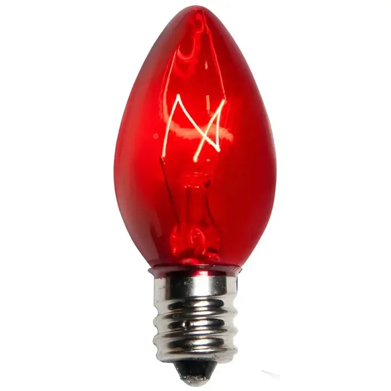 C7 Incandescent Christmas Light Bulbs Red Transparent Pack of 25 - Christmas Lights