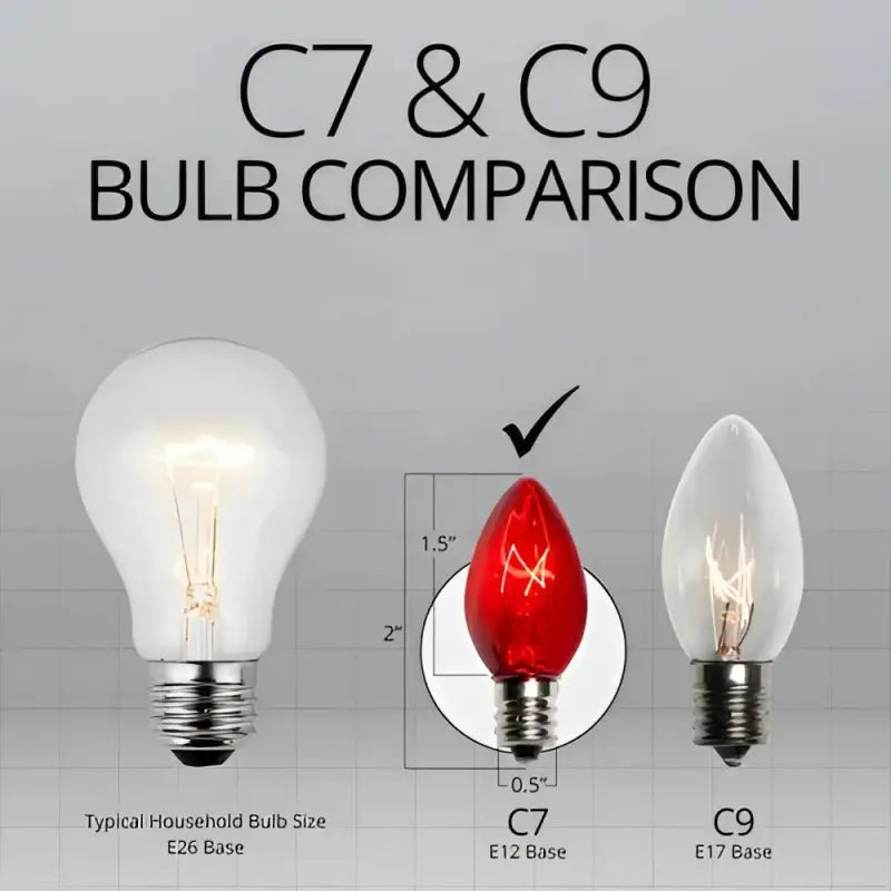 C7 Incandescent Christmas Light Bulbs Red TWINKLE Transparent Pack of 25 - Christmas Lights