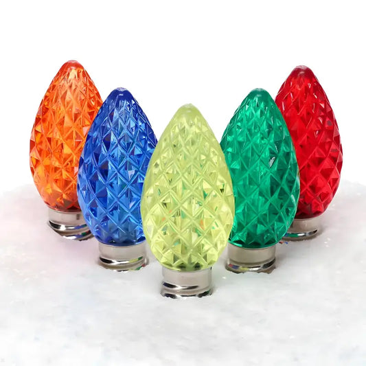 C7 Multicolor Faceted ProCore LED Christmas Light Bulbs - Christmas Lights