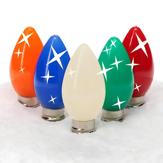 C7 Multicolor Red Blue Green Orange Warm White Twinkle Smooth ProCore LED Christmas Light Bulbs - Christmas Lights