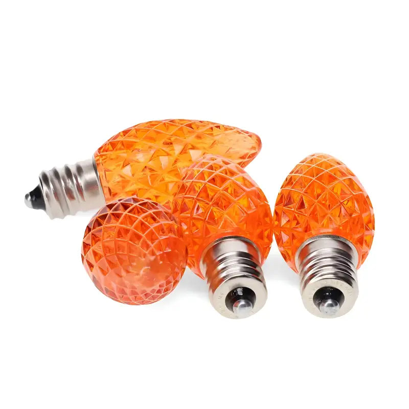 C7 Orange Faceted ProCore LED Christmas Light Bulbs - Christmas Lights