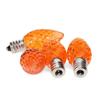 C7 Orange Faceted ProCore LED Christmas Light Bulbs - Christmas Lights
