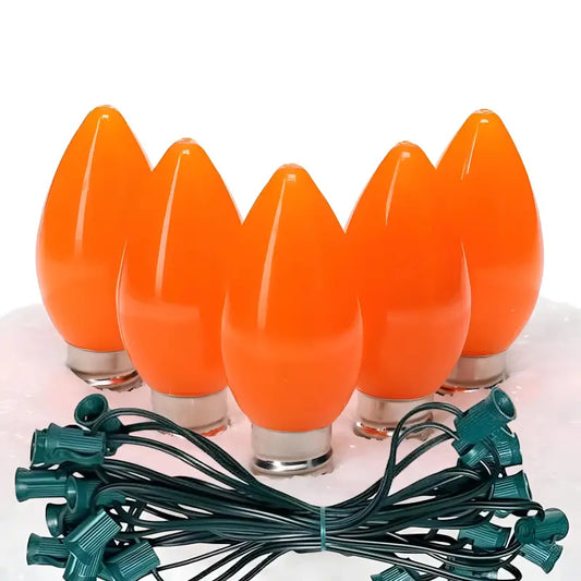 C7 Orange Smooth ProCore LED Christmas Light Bulb String Light Set 25 Lights 25’ - Christmas Lights