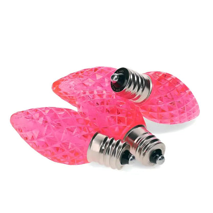 C7 Pink Faceted ProCore LED Christmas Light Bulbs - Christmas Lights