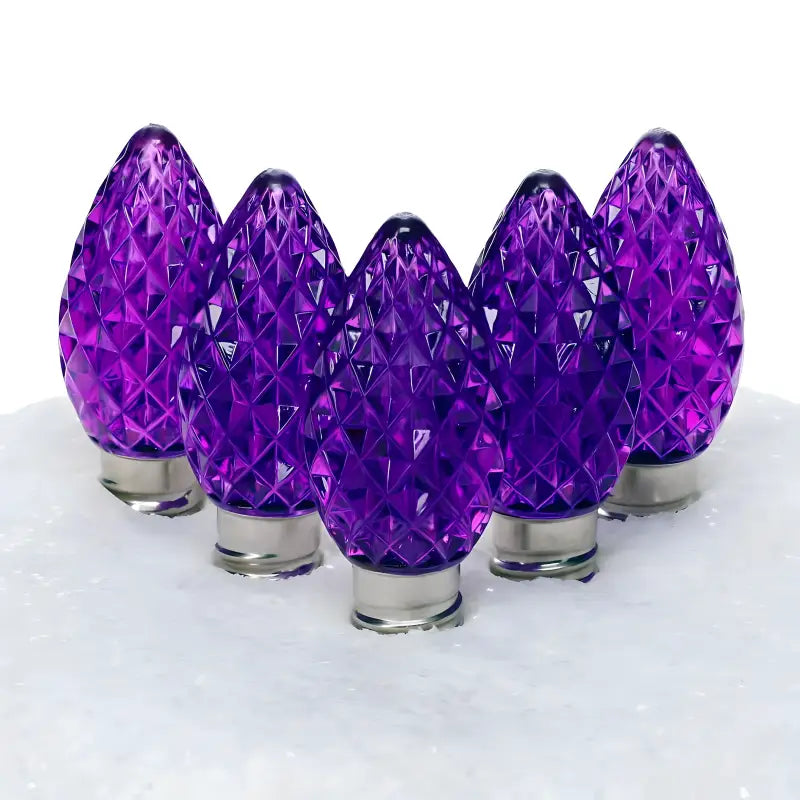 C7 Purple Faceted ProCore LED Christmas Light Bulbs - Christmas Lights