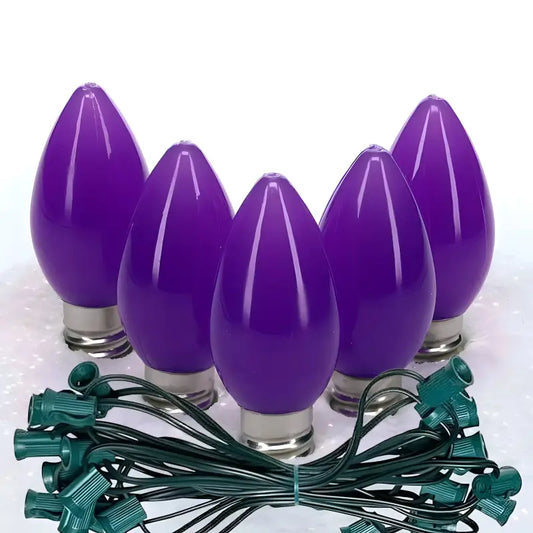 C7 Purple Smooth ProCore LED Christmas Light Bulb String Light Set 25 Lights 25’ - Christmas Lights