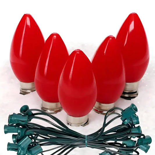 C7 Red Smooth ProCore LED Christmas Light Bulb String Light Set 25 Lights 25’ - Christmas Lights
