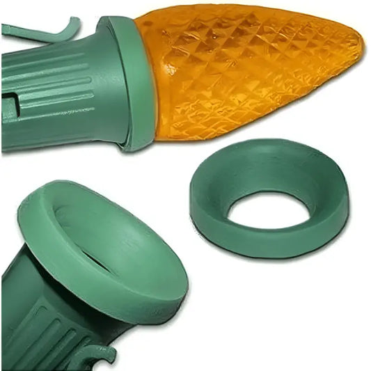 C7 Socket Seal E12 Base Rubber O-Ring Bag of 100 Green - Christmas Light Installation Accessories