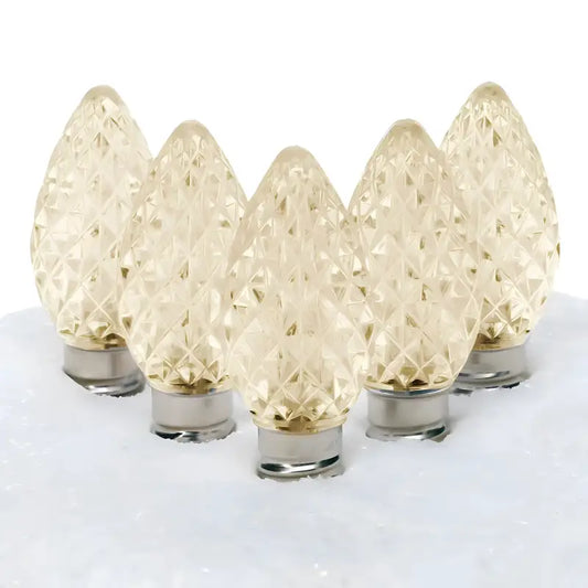 C7 Warm White Faceted ProCore LED Christmas Light Bulbs - Christmas Lights
