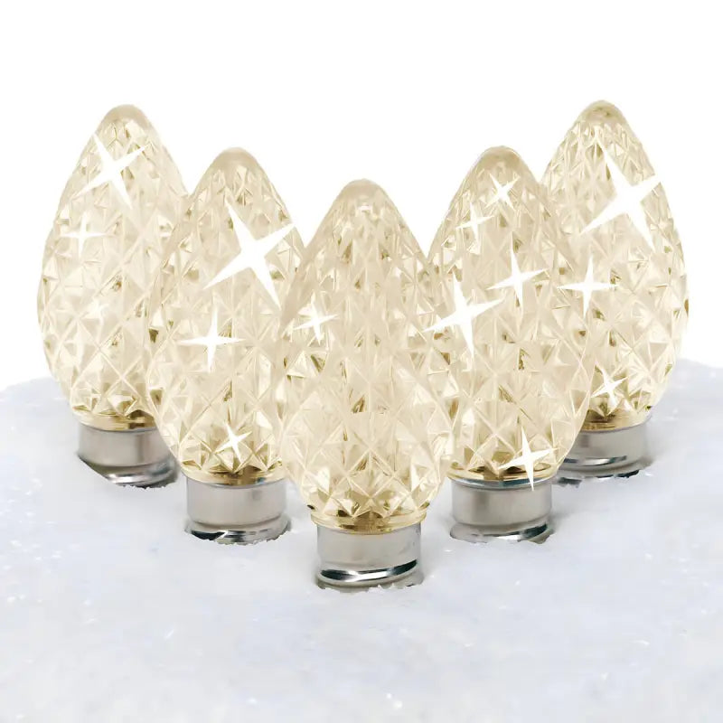 C7 Warm White Twinkle Faceted ProCore LED Christmas Light Bulbs - Christmas Lights