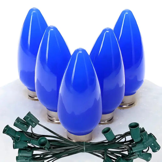 C9 Blue Smooth ProCore LED Christmas Light Bulb String Light Set 25 Lights 25’ - Christmas Lights