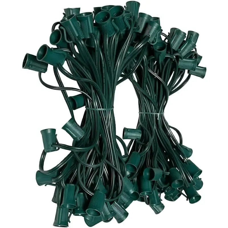 C9 Christmas Light Stringer 100’ 12’’ Spacing Green Wire - Christmas Light Installation Accessories