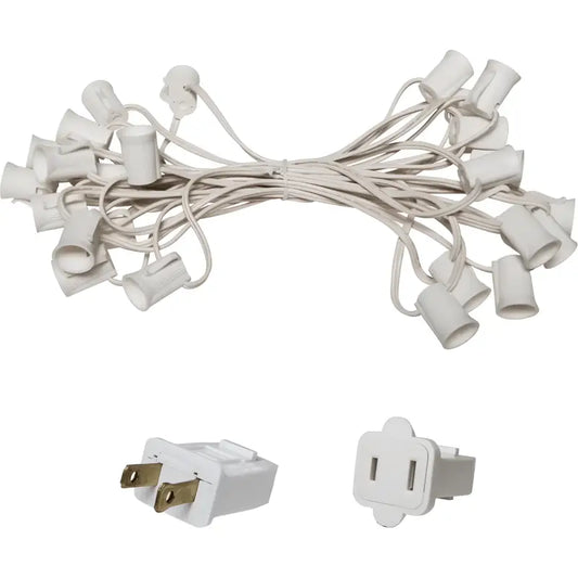 C9 Christmas Light Stringer 25’ 12’’ Spacing White Wire - Christmas Light Installation Accessories