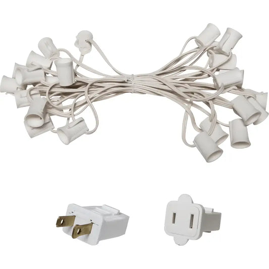C9 Christmas Light Stringer 25’ 6’’ Spacing White Wire - Christmas Light Installation Accessories
