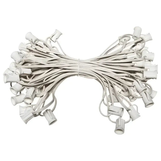 C9 Christmas Light Stringer 50’ 12’’ Spacing White Wire - Christmas Light Installation Accessories