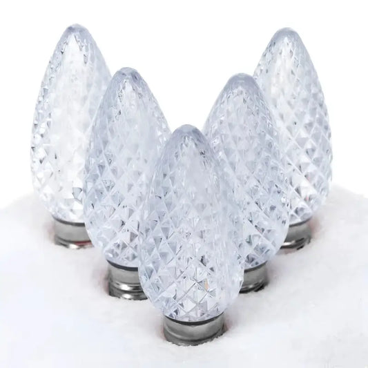 C9 Cool White Faceted ProCore LED Christmas Light Bulbs - Christmas Lights