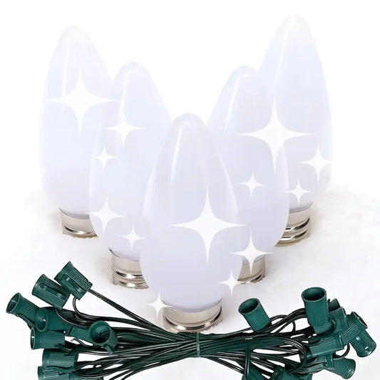 C9 Cool White Twinkle Smooth ProCore LED Christmas Light Bulb String Light Set 25 Lights 25’ - Christmas Lights