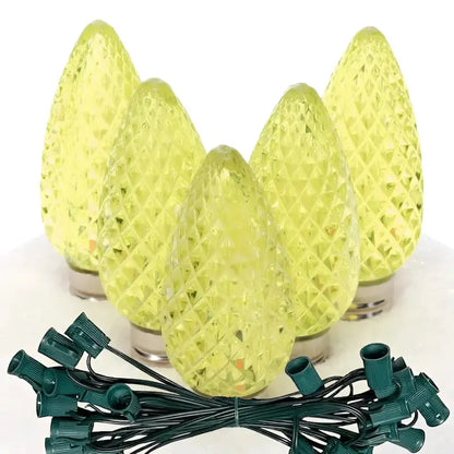 C9 Gold Faceted ProCore LED Christmas Light Bulb String Light Set 25 Lights 25’ - Christmas Lights