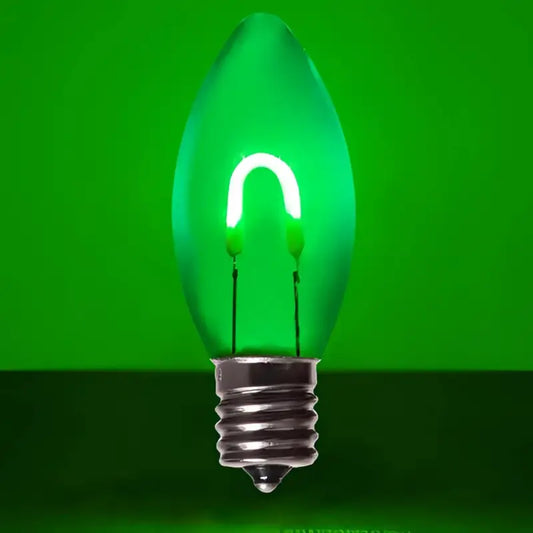 C9 Green Transparent Shatterproof LED Filament Vintage Christmas Light Bulb Pack of 5 - Christmas Lights