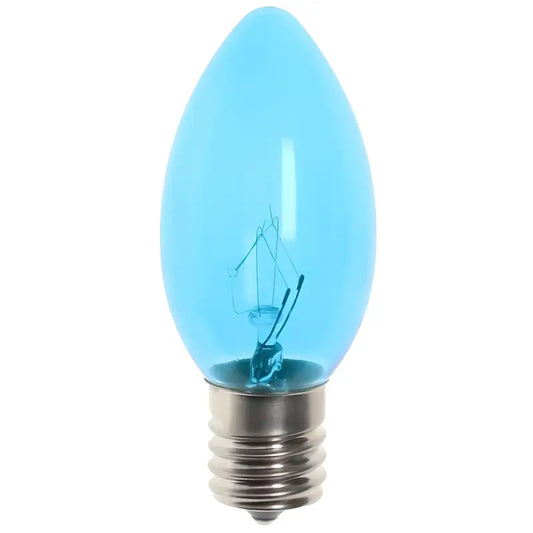 C9 Incandescent Christmas Light Bulbs Blue Transparent Pack of 25 [CLOSEOUT] - Christmas Lights