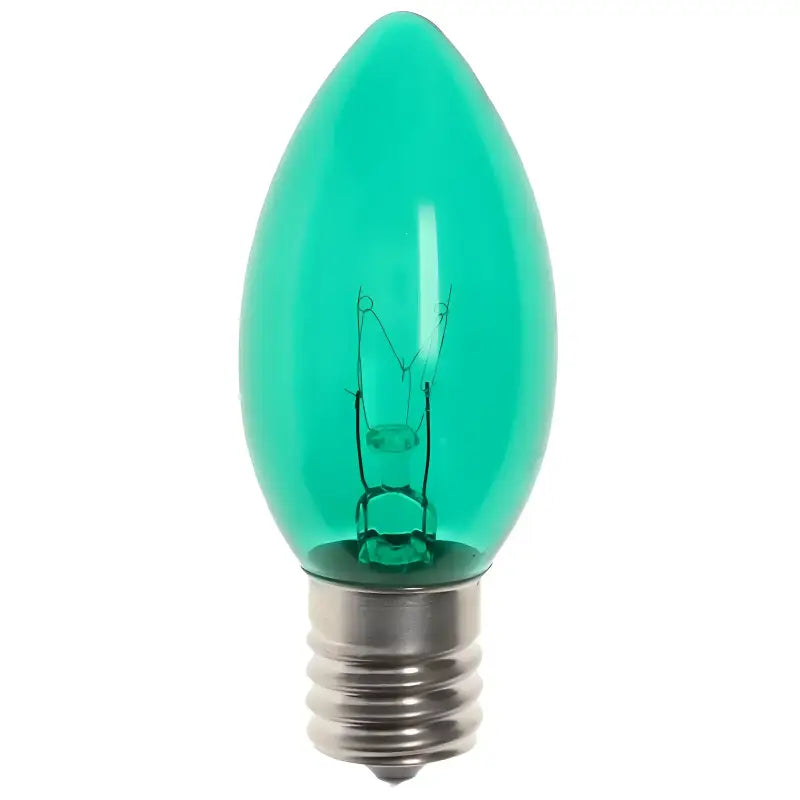C9 Incandescent Christmas Light Bulbs Green Transparent Pack of 25 [CLOSEOUT] - Christmas Lights