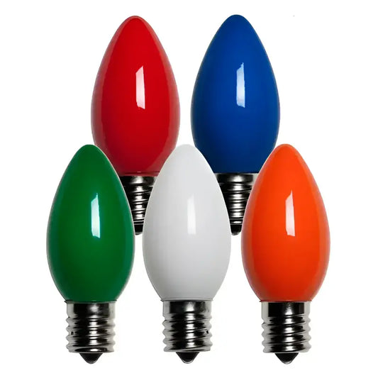 C9 Incandescent Christmas Light Bulbs Multicolor Opaque Pack of 25 - Christmas Lights