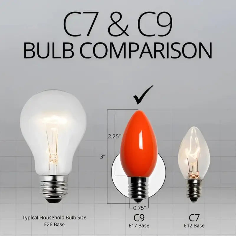 C9 Incandescent Christmas Light Bulbs Orange Opaque Pack of 25 - Christmas Lights